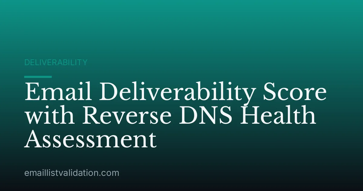 Email Deliverability Score with Reverse DNS Health Assessment