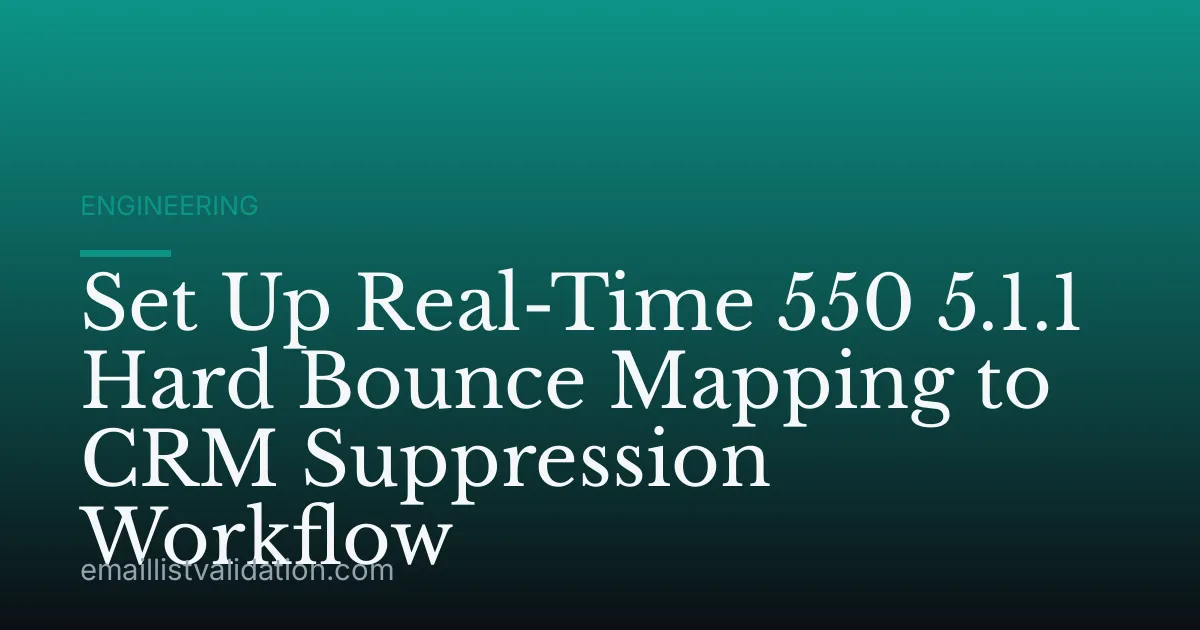 Set Up Real-Time 550 5.1.1 Hard Bounce Mapping to CRM Suppression Workflow