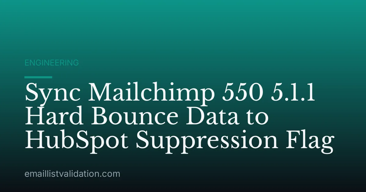 Sync Mailchimp 550 5.1.1 Hard Bounce Data to HubSpot Suppression Flag
