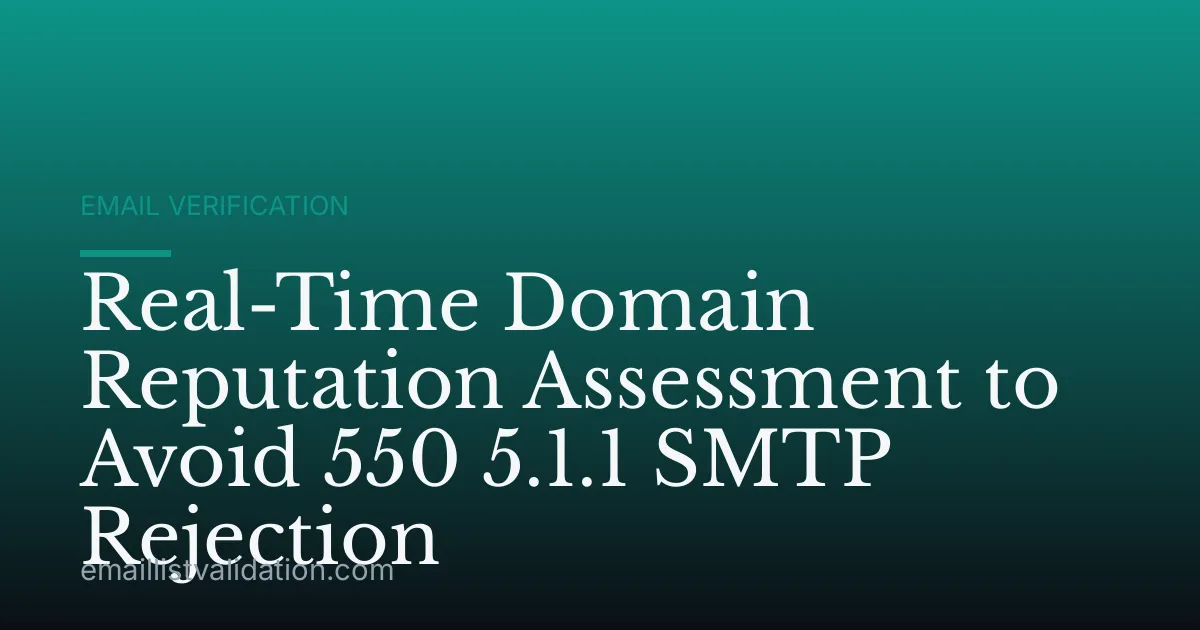 Real-Time Domain Reputation Assessment to Avoid 550 5.1.1 SMTP Rejection