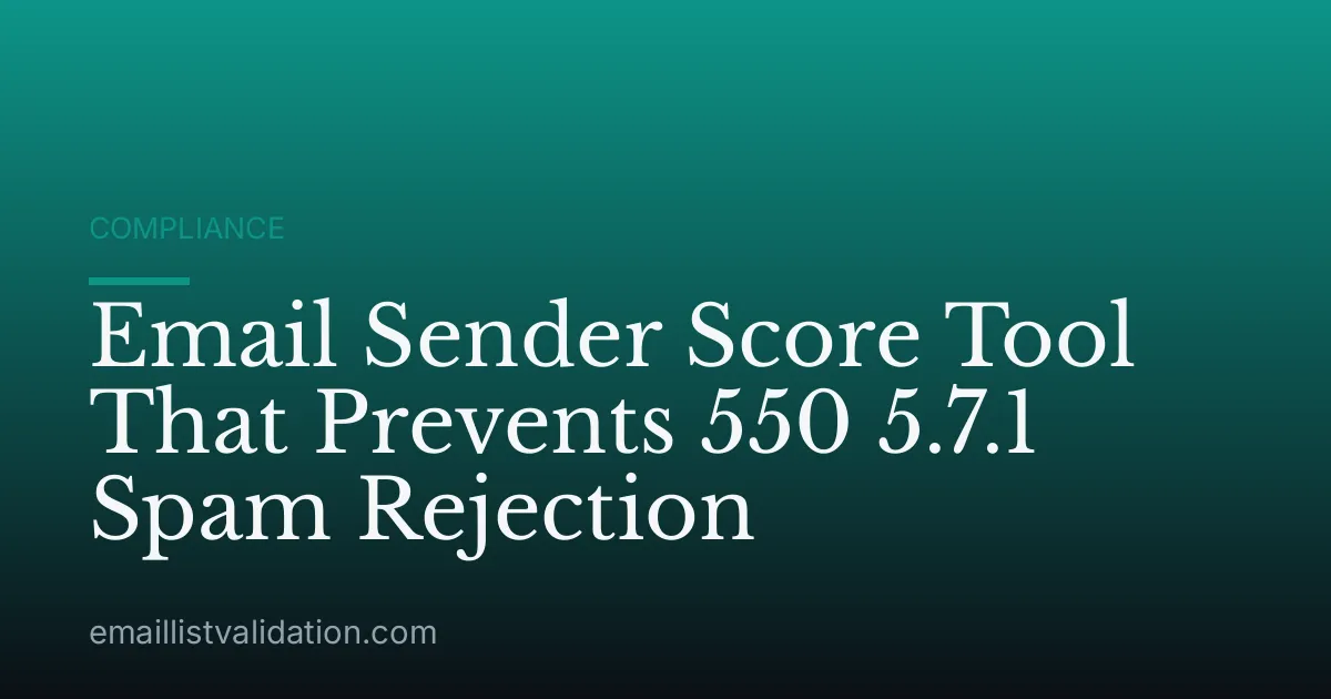 Email Sender Score Tool That Prevents 550 5.7.1 Spam Rejection