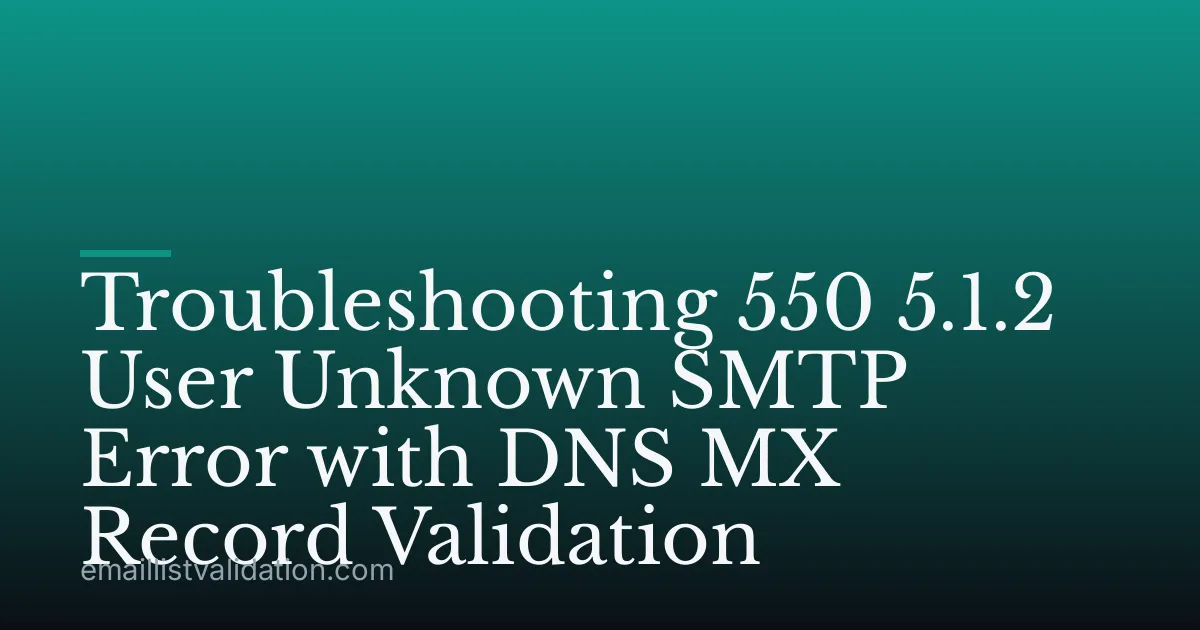 Troubleshooting 550 5.1.2 User Unknown SMTP Error with DNS MX Record Validation