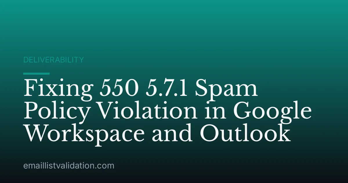 Fixing 550 5.7.1 Spam Policy Violation in Google Workspace and Outlook