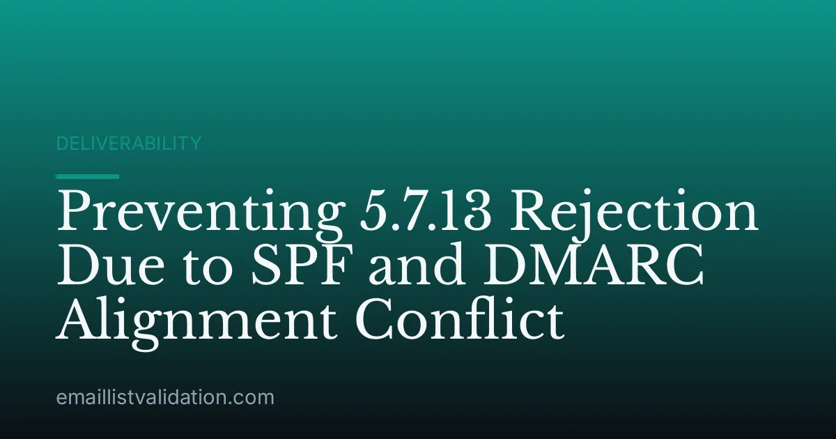Preventing 5.7.13 Rejection Due to SPF and DMARC Alignment Conflict