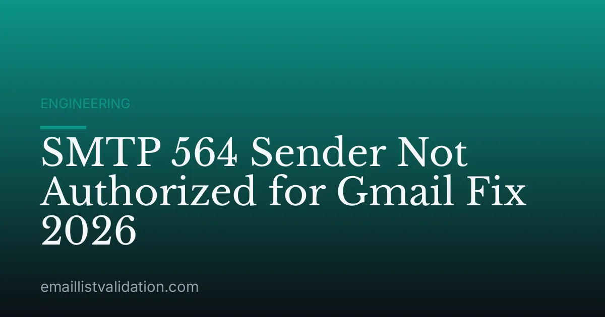 SMTP 564 Sender Not Authorized for Gmail Fix 2026