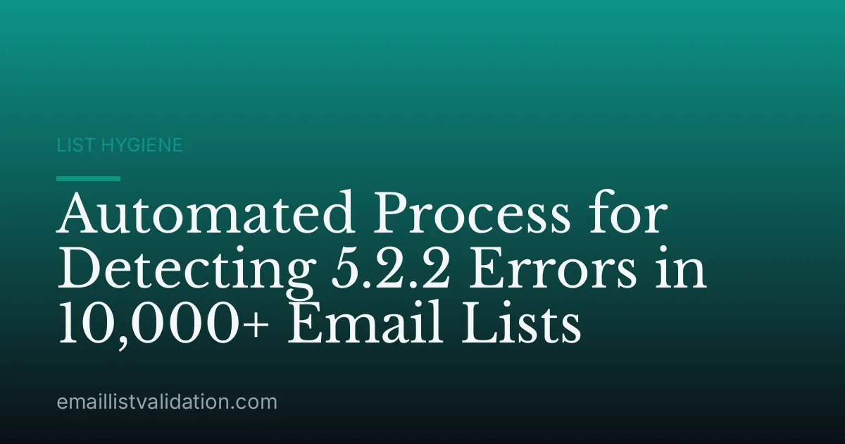 Automated Process for Detecting 5.2.2 Errors in 10,000+ Email Lists