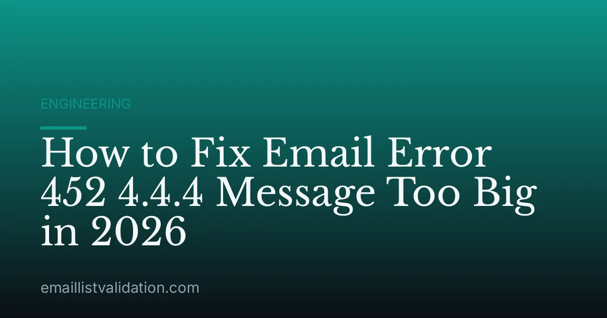 How to Fix Email Error 452 4.4.4 Message Too Big in 2026