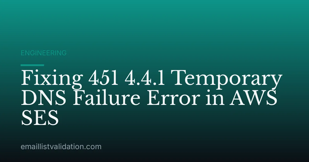 Fixing 451 4.4.1 Temporary DNS Failure Error in AWS SES