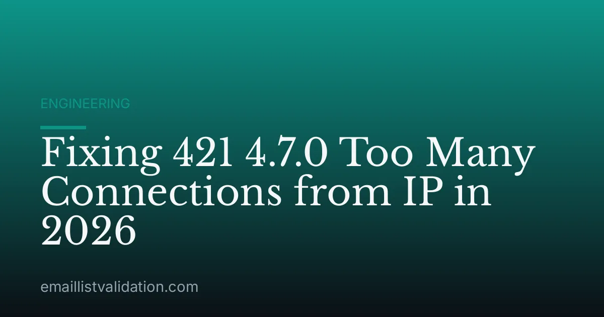 Fixing 421 4.7.0 Too Many Connections from IP in 2026
