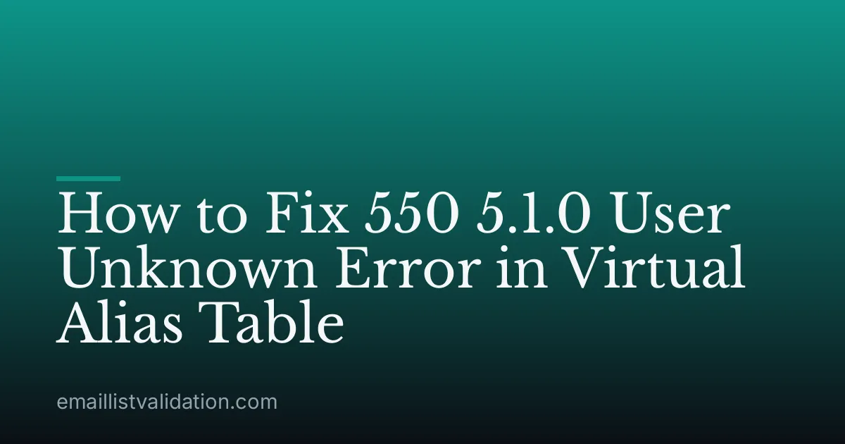 How to Fix 550 5.1.0 User Unknown Error in Virtual Alias Table