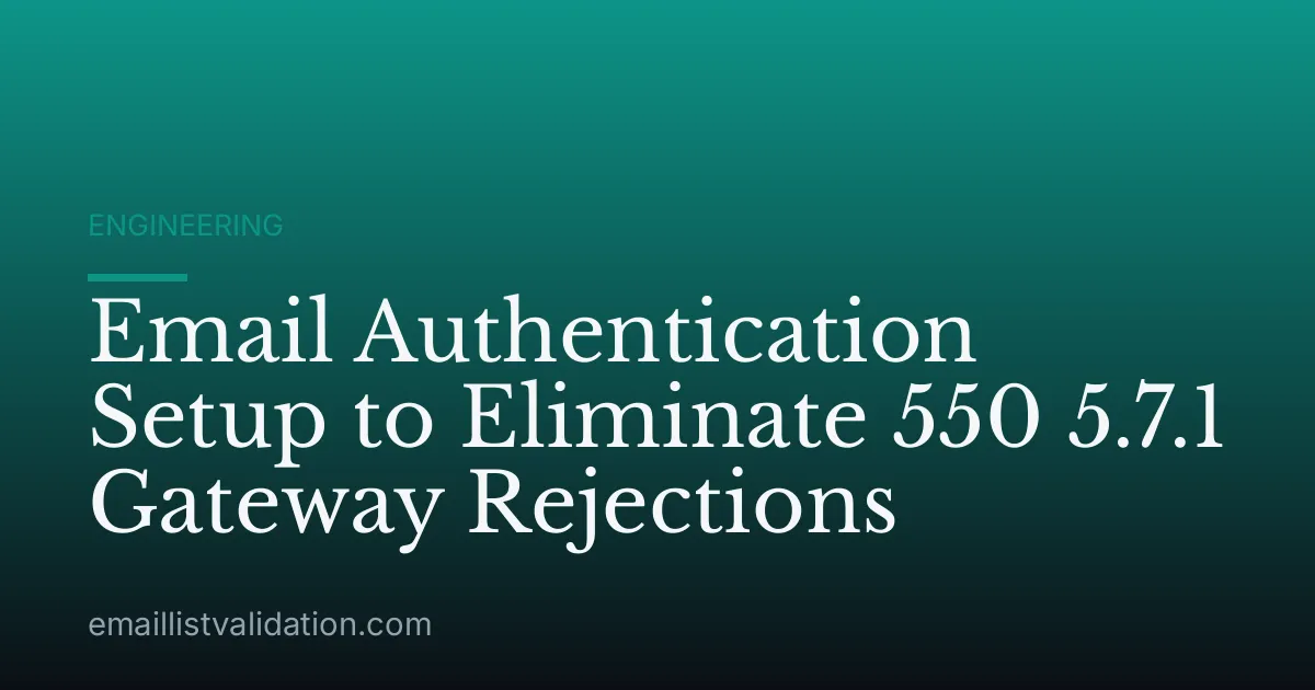 Email Authentication Setup to Eliminate 550 5.7.1 Gateway Rejections
