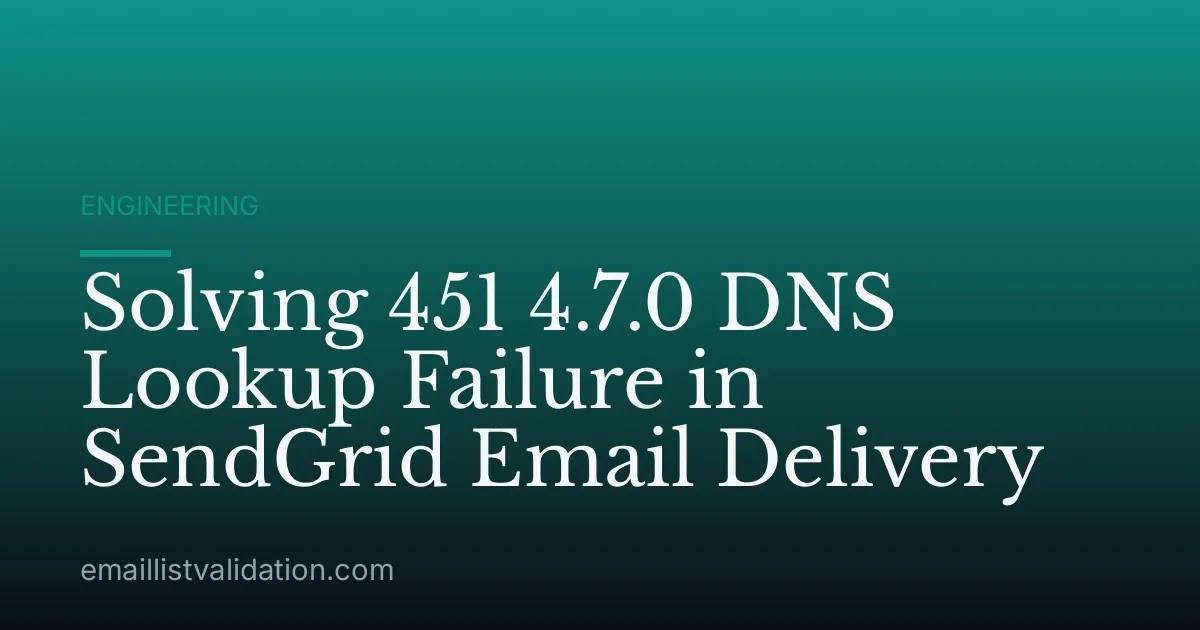 Solving 451 4.7.0 DNS Lookup Failure in SendGrid Email Delivery