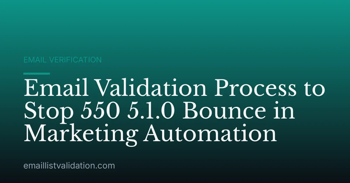Email Validation Process to Stop 550 5.1.0 Bounce in Marketing Automation