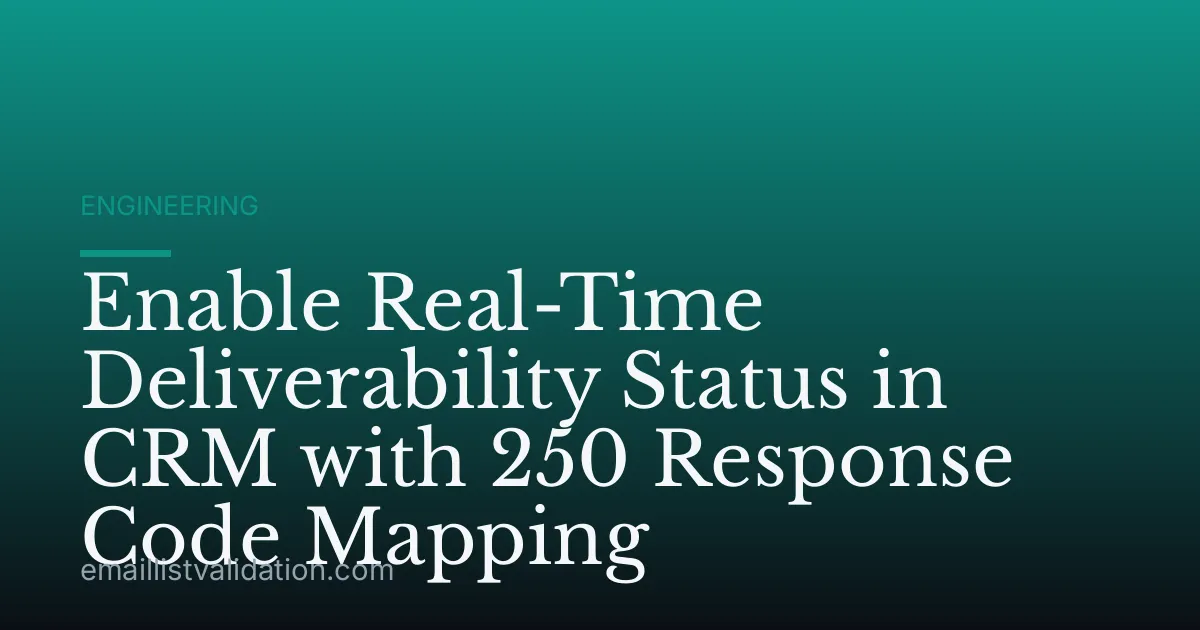 Enable Real-Time Deliverability Status in CRM with 250 Response Code Mapping