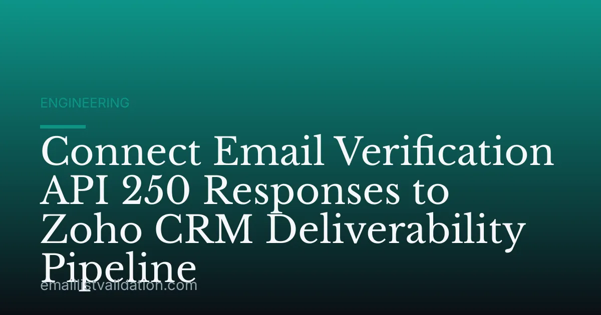Connect Email Verification API 250 Responses to Zoho CRM Deliverability Pipeline