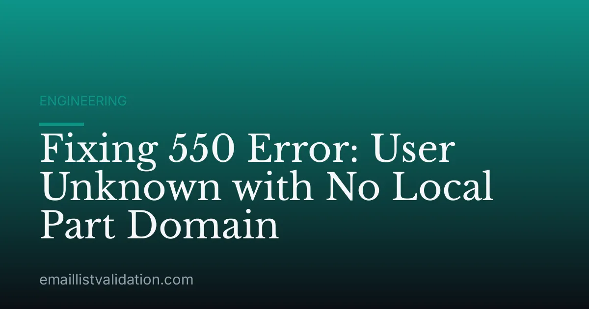 Fixing 550 Error: User Unknown with No Local Part Domain