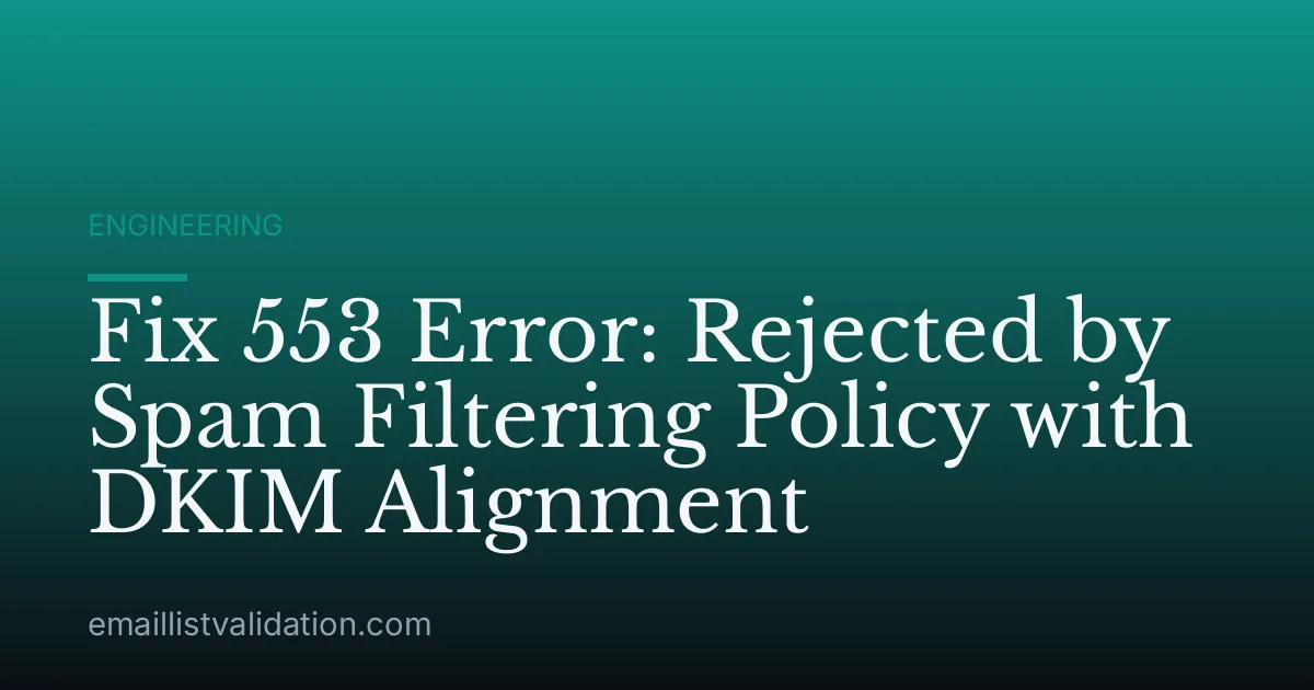 Fix 553 Error: Rejected by Spam Filtering Policy with DKIM Alignment