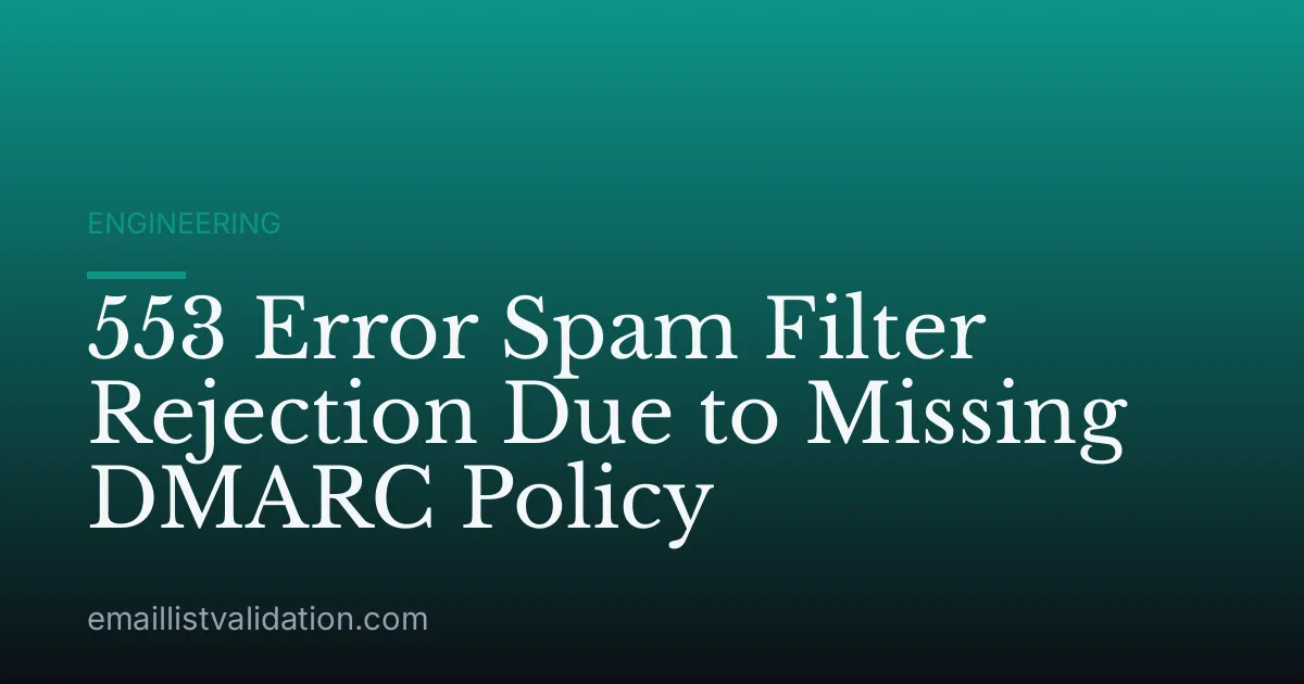 553 Error Spam Filter Rejection Due to Missing DMARC Policy