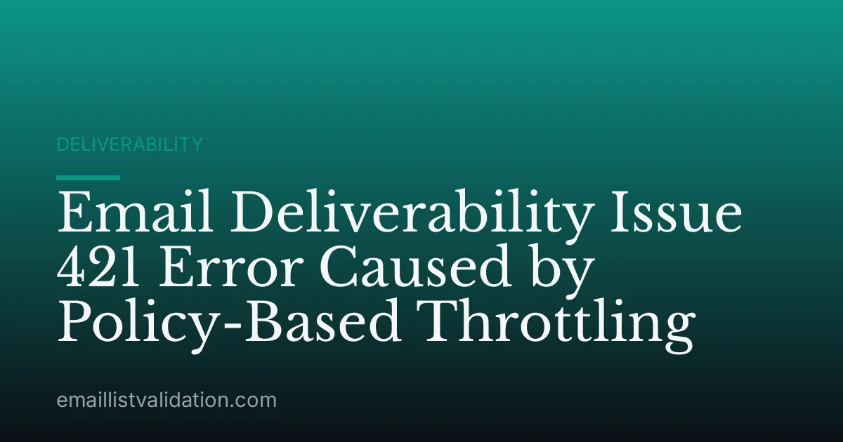 Email Deliverability Issue 421 Error Caused by Policy-Based Throttling