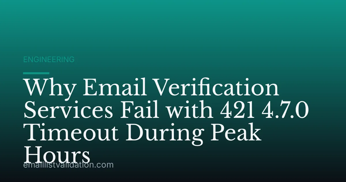Why Email Verification Services Fail with 421 4.7.0 Timeout During Peak Hours