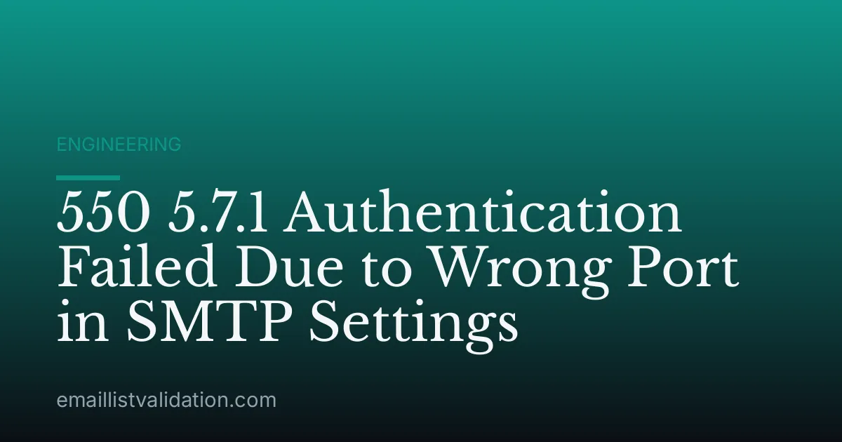 550 5.7.1 Authentication Failed Due to Wrong Port in SMTP Settings