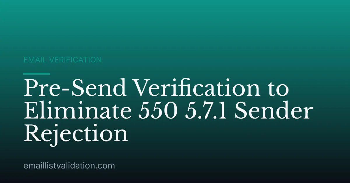 Pre-Send Verification to Eliminate 550 5.7.1 Sender Rejection