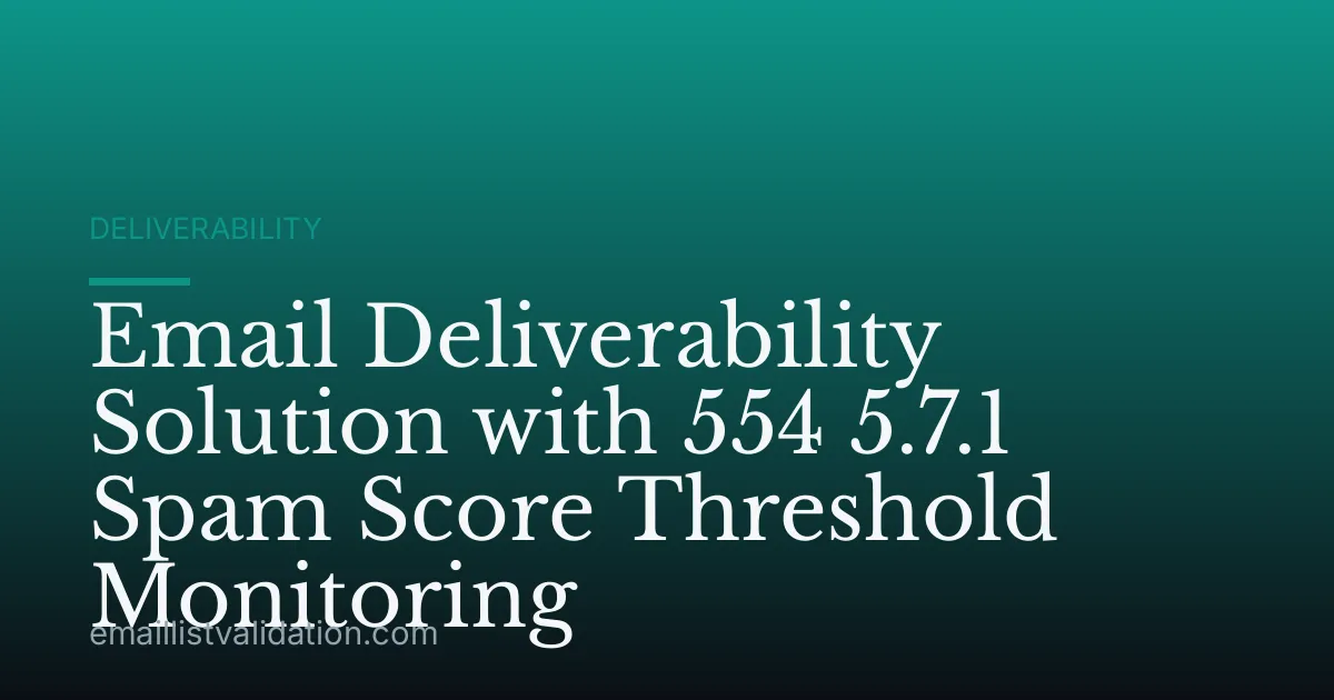 Email Deliverability Solution with 554 5.7.1 Spam Score Threshold Monitoring