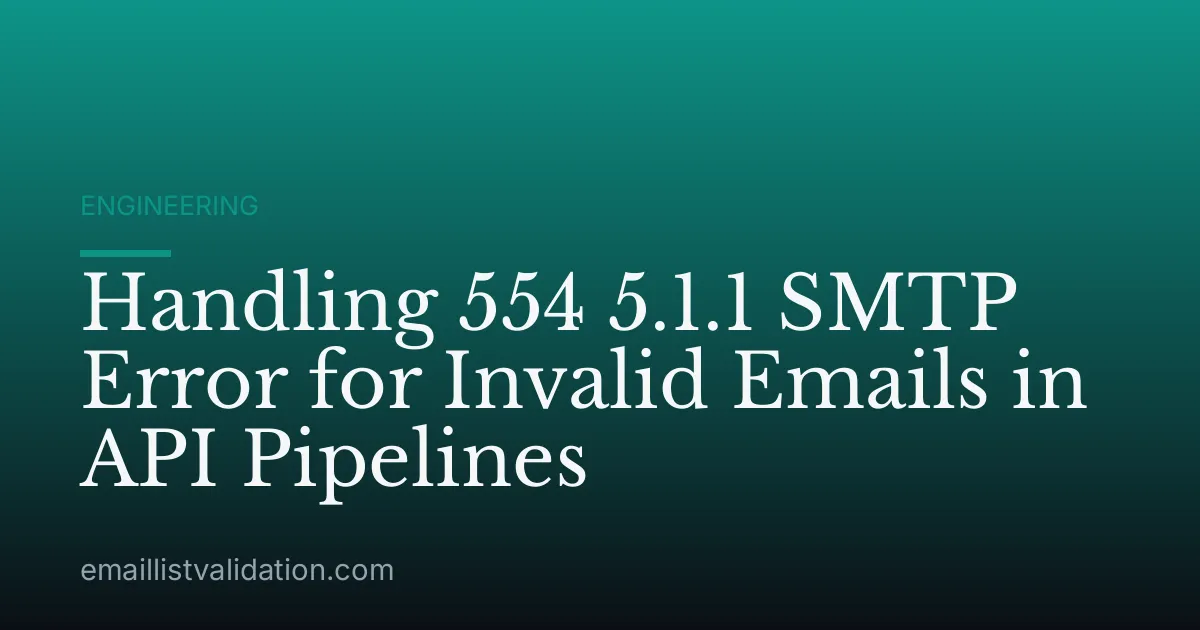 Handling 554 5.1.1 SMTP Error for Invalid Emails in API Pipelines