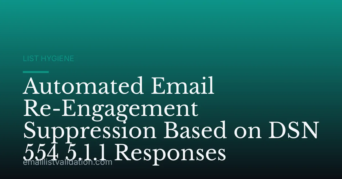 Automated Email Re-Engagement Suppression Based on DSN 554 5.1.1 Responses