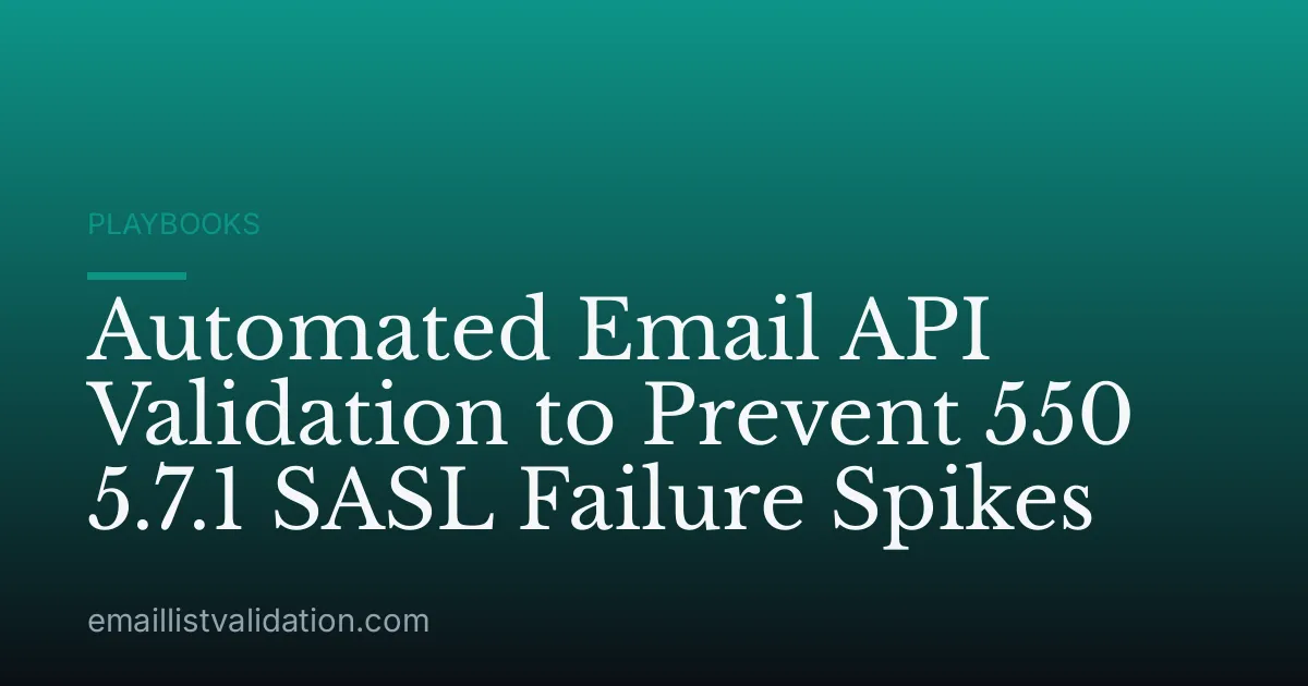 Automated Email API Validation to Prevent 550 5.7.1 SASL Failure Spikes