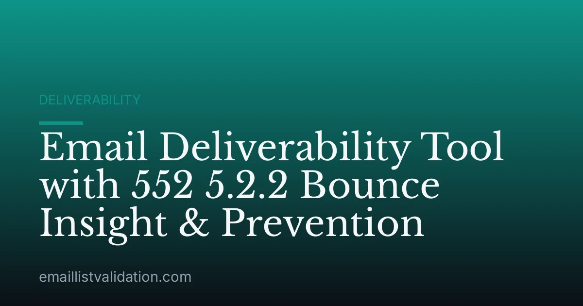 Email Deliverability Tool with 552 5.2.2 Bounce Insight & Prevention