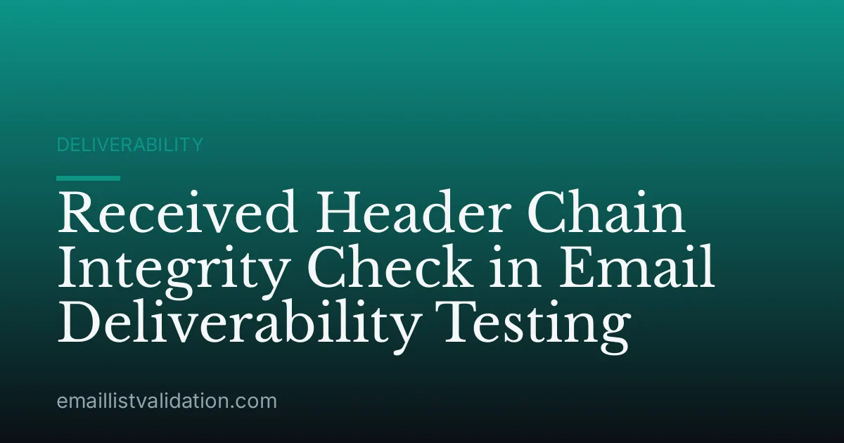 Received Header Chain Integrity Check in Email Deliverability Testing
