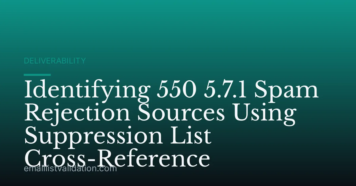 Identifying 550 5.7.1 Spam Rejection Sources Using Suppression List Cross-Reference