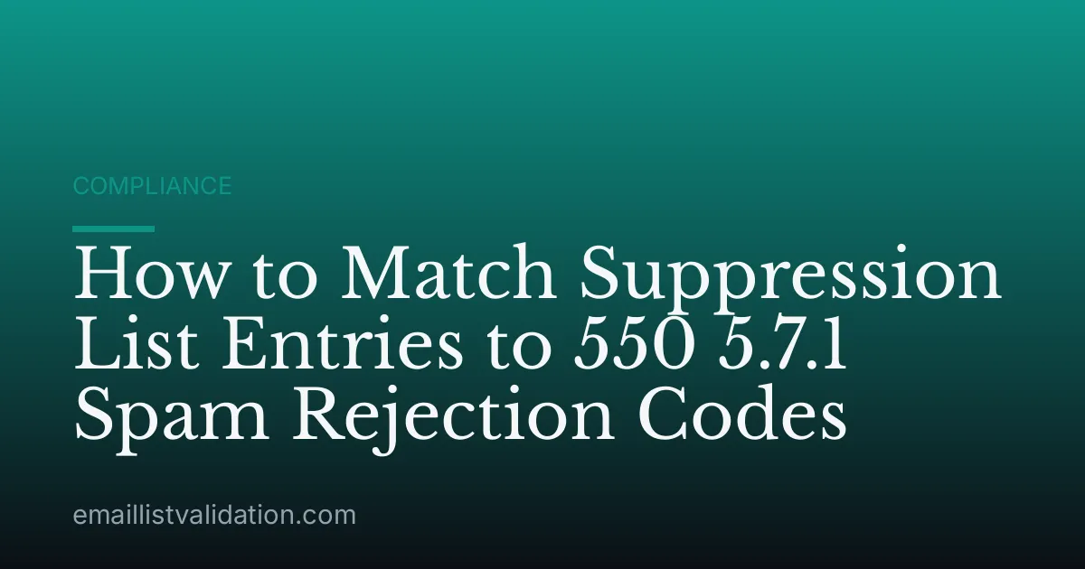 How to Match Suppression List Entries to 550 5.7.1 Spam Rejection Codes