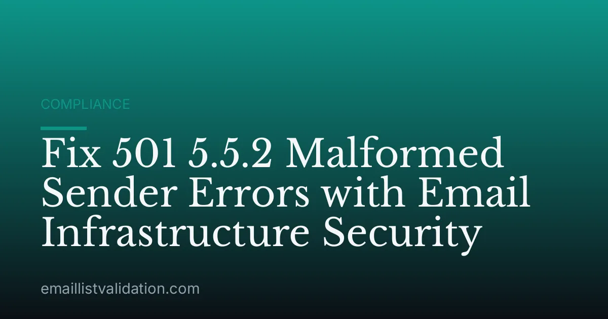 Fix 501 5.5.2 Malformed Sender Errors with Email Infrastructure Security