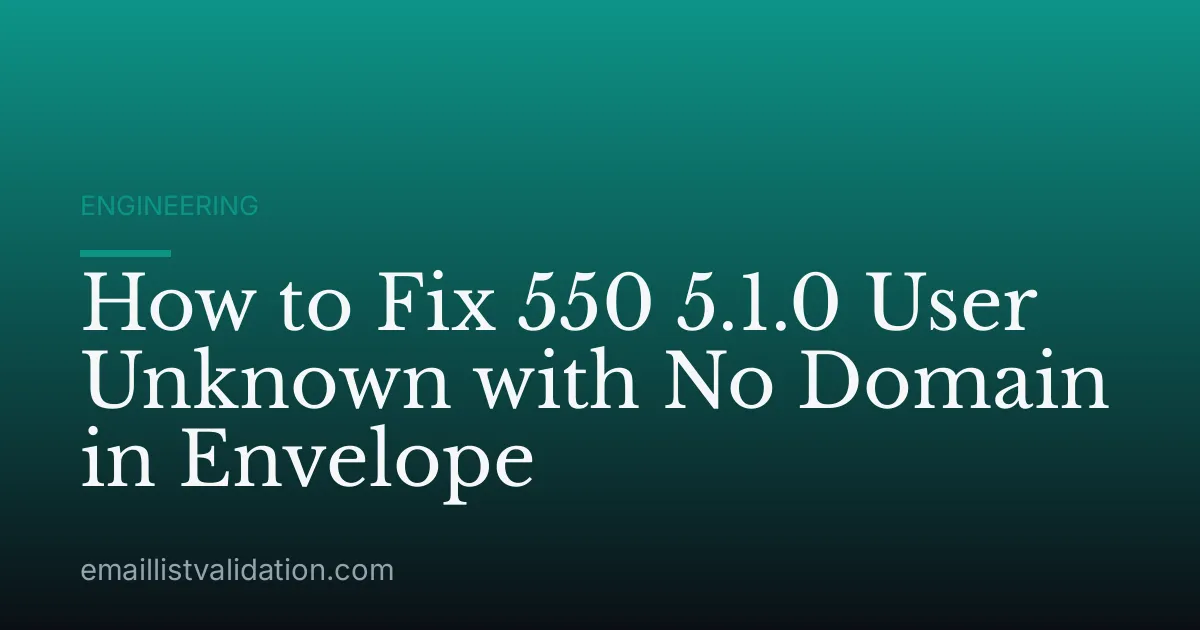 How to Fix 550 5.1.0 User Unknown with No Domain in Envelope