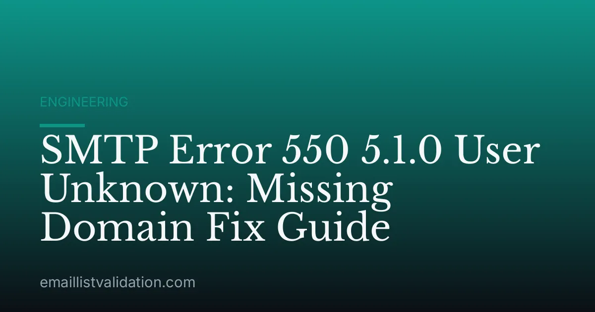 SMTP Error 550 5.1.0 User Unknown: Missing Domain Fix Guide