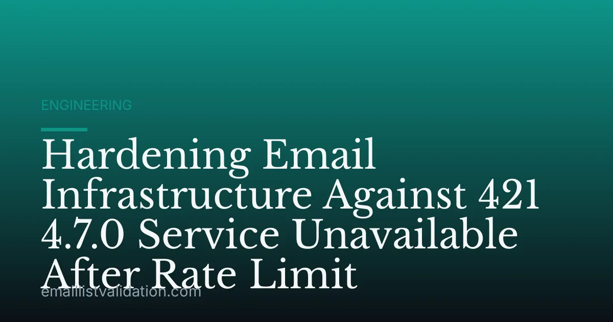 Hardening Email Infrastructure Against 421 4.7.0 Service Unavailable After Rate Limit