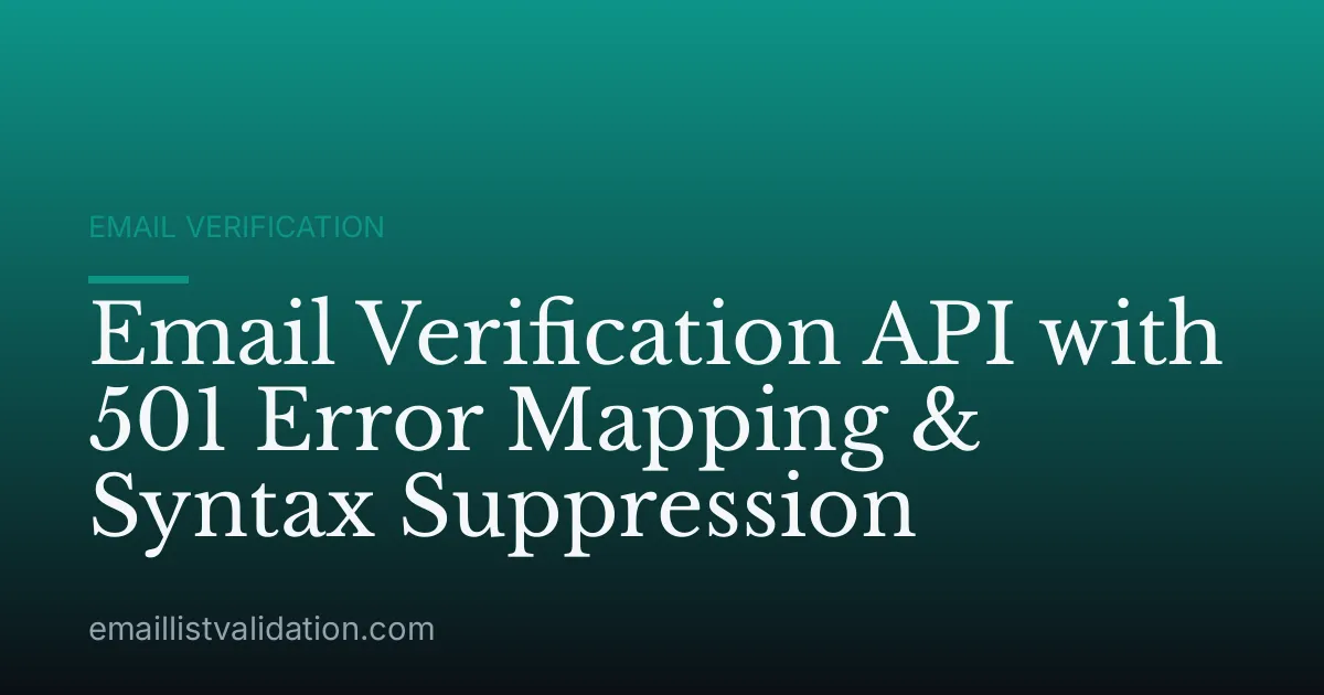 Email Verification API with 501 Error Mapping & Syntax Suppression