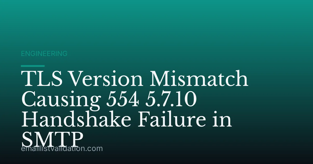 TLS Version Mismatch Causing 554 5.7.10 Handshake Failure in SMTP
