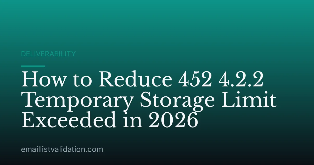 How to Reduce 452 4.2.2 Temporary Storage Limit Exceeded in 2026