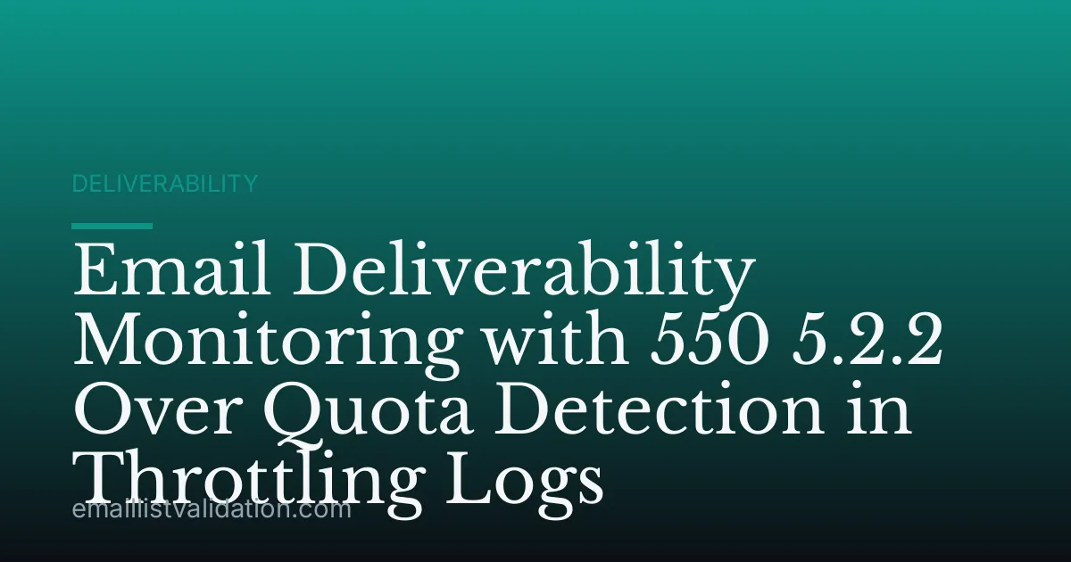 Email Deliverability Monitoring with 550 5.2.2 Over Quota Detection in Throttling Logs