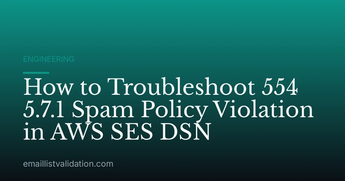 How to Troubleshoot 554 5.7.1 Spam Policy Violation in AWS SES DSN