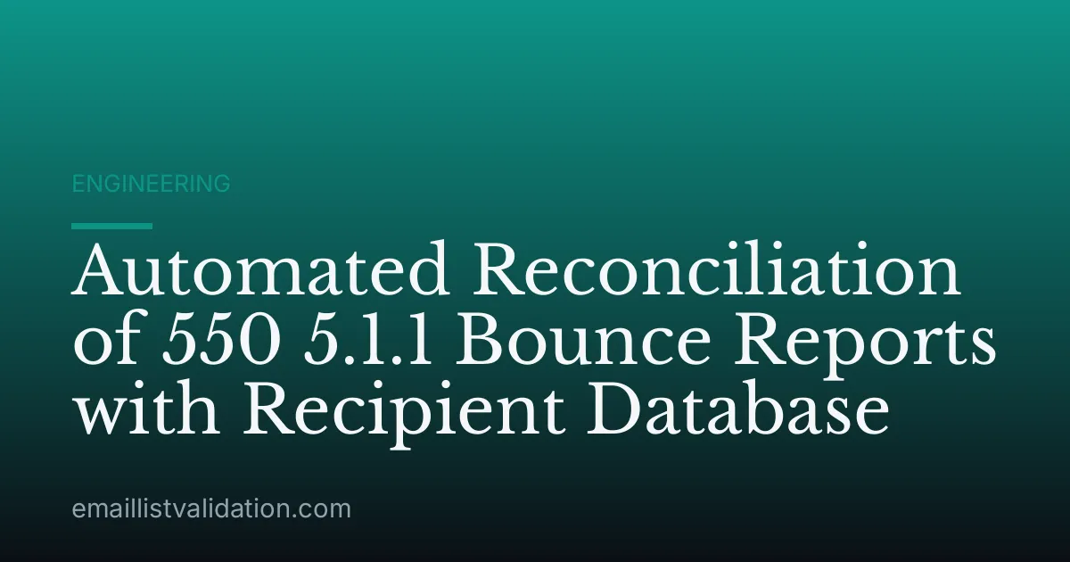 Automated Reconciliation of 550 5.1.1 Bounce Reports with Recipient Database