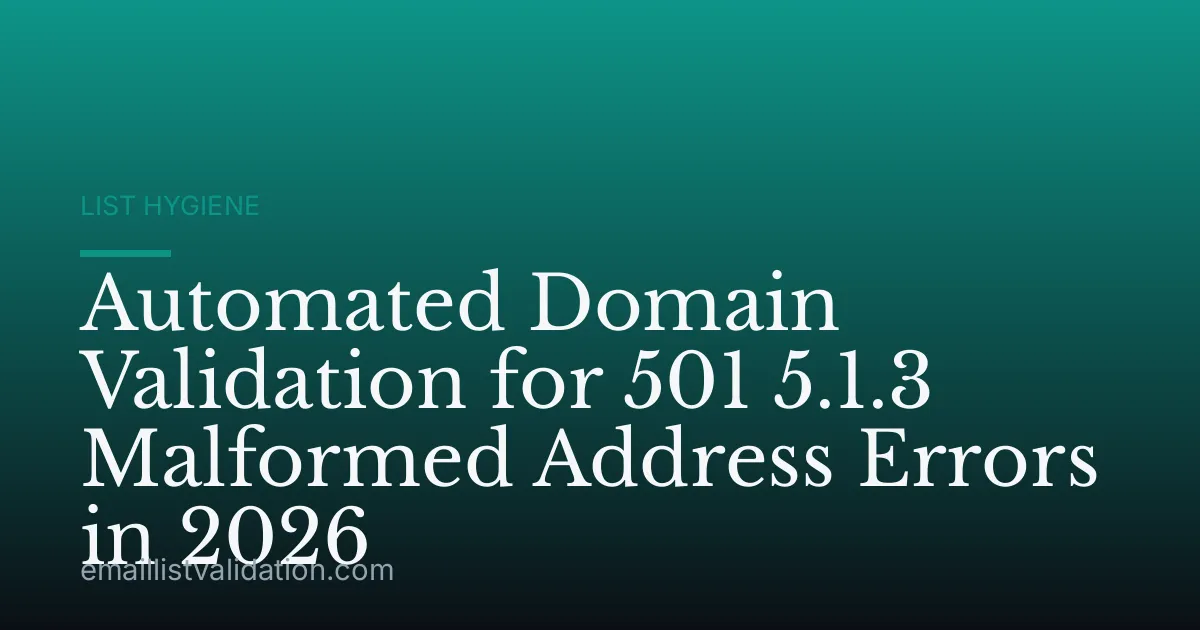 Automated Domain Validation for 501 5.1.3 Malformed Address Errors in 2026