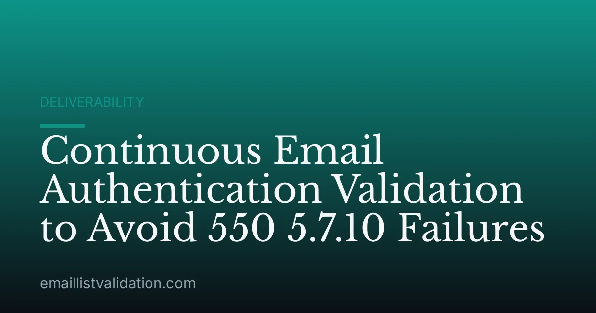 Continuous Email Authentication Validation to Avoid 550 5.7.10 Failures