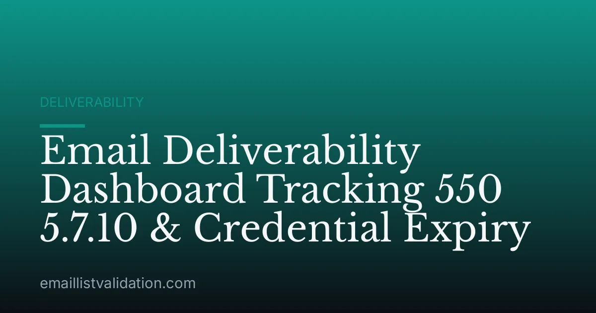 Email Deliverability Dashboard Tracking 550 5.7.10 & Credential Expiry