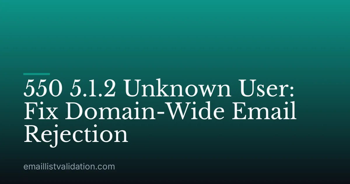 550 5.1.2 Unknown User: Fix Domain-Wide Email Rejection
