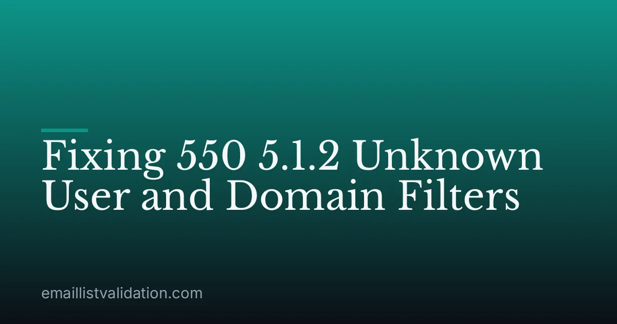 Fixing 550 5.1.2 Unknown User and Domain Filters