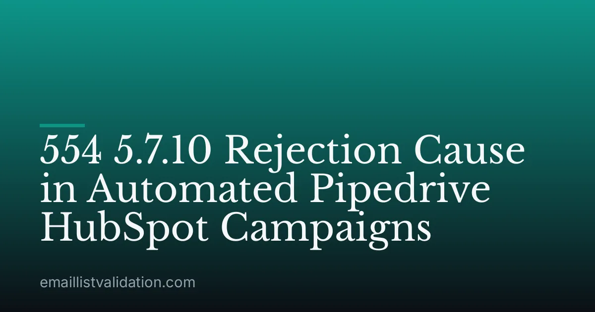 554 5.7.10 Rejection Cause in Automated Pipedrive HubSpot Campaigns